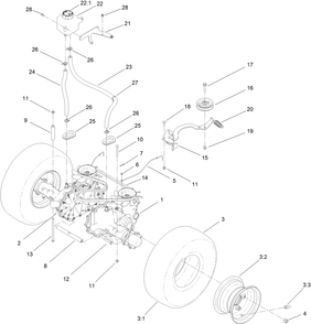 Transmission Assembly Diagram and Parts List for 44436 410280000-999999999 Toro Lawn Mower