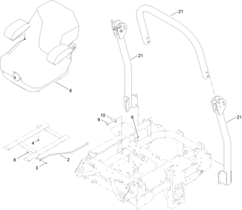 Seat And Roll-Over Protection System Assembly Diagram and Parts List for 72267 400000000-406395552 Toro Lawn Mower