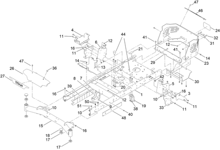 Frame Assembly Diagram and Parts List for 74890 412300000 - 999999999 Toro Lawn Tractor