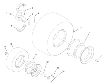 Wheel/Brake Asm Diagram and Parts List for 74160 790001 - 799999 Toro Lawn Tractor
