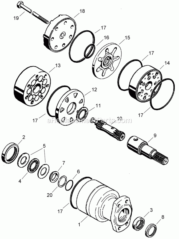 Hydra-Borer Motor Assembly Diagram and Parts List for 2011  Toro Lawn Tractor Accessories