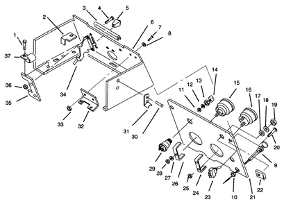 Control Panel Diagram and Parts List for 73401 5901261 - 5999999 Toro Lawn Tractor