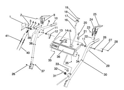 Handle Assembly Diagram and Parts List for 38566 1000001 - 1999999 Toro Snow Blower