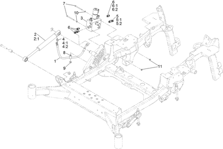 Hydraulic Lift And Fold Assembly Diagram and Parts List for 72096 406343181-407109999 Toro Lawn Tractor