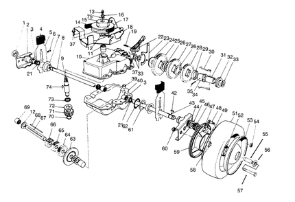 Gear Case Assembly Diagram and Parts List for 22044BC 5900001 - 5999999 Toro Lawn Mower