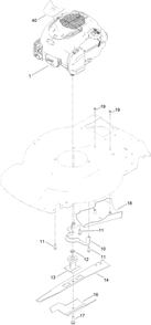 Engine And Blade Assembly Diagram and Parts List for 21763 405559501 - 409999999 Toro Lawn Mower