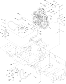 Engine And Mounting Assembly Diagram and Parts List for 23823W 316000001 - 316999999 Toro Lawn Tractor Accessories