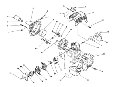 Engine Assembly Diagram and Parts List for 51637 1000001 - 1999999 Toro Trimmer