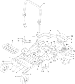 Frame And Caster Wheel Assembly Diagram and Parts List for 74145 (314000001-314999999)(2014) Toro Lawn Mower