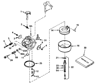 Carburetor No. 632107 Diagram and Parts List for 38056 8000001 - 8999999 Toro Snow Blower