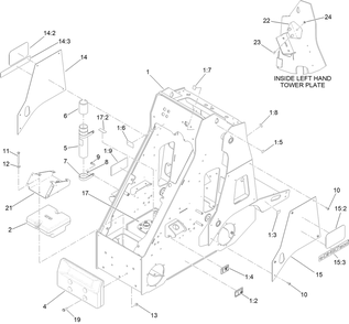 Main Frame Assembly Diagram and Parts List for 22219 400000000 - 999999999 Toro Lawn Tractor Accessories