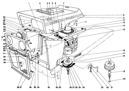 Hood And Engine Assembly Diagram and Parts List for 55256 1000001 - 1999999 Toro Lawn Tractor