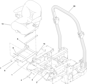 Seat And Roll-Over Protection System Assembly Diagram and Parts List for 74269 (311000001-311999999)(2011) Toro Lawn Mower