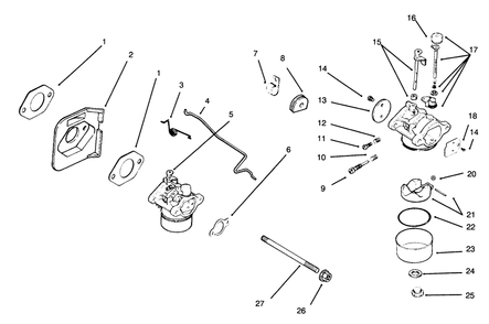 Carburetor Diagram and Parts List for 30176 690001 - 691912 Toro Lawn Tractor Accessories