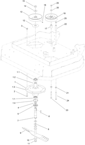 Sheave, Spindle And Blade Assembly Diagram and Parts List for 02711 410000000-999999999 Toro Lawn Tractor