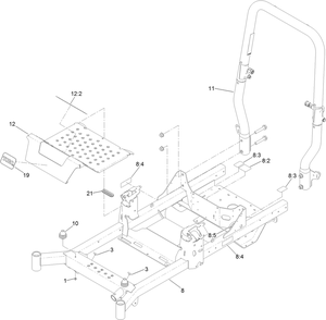 Frame And Roll-Over Protection System Assembly Diagram and Parts List for 74454 400000000-999999999 Toro Lawn Tractor