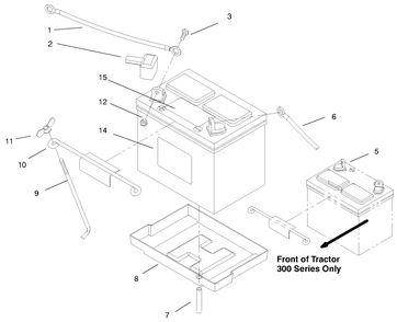 Battery Assembly Diagram and Parts List for 73363 7900001 - 7999999 Toro Lawn Tractor