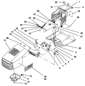 Hood Assembly Diagram and Parts List for 71218 6900001 - 6999999 Toro Lawn Tractor