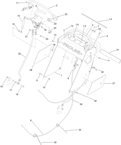 Operator Control Assembly Diagram and Parts List for 44410TE 406610837-407999999 Toro Lawn Mower