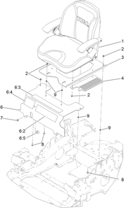 Seat Mounting Assembly Diagram and Parts List for 74141 (313000001-313999999)(2013) Toro Lawn Mower