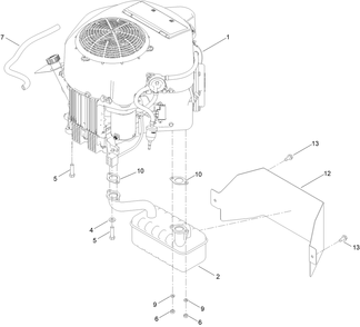 Engine And Muffler Assembly Diagram and Parts List for 76401 417300000 - 417359999 Toro Lawn Tractor