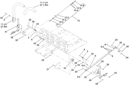 Steering Control Assembly Diagram and Parts List for 74237CP (270000001-270999999)(2007) Toro Lawn Mower