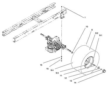 Rear Wheel Assembly Diagram and Parts List for 71193 6900001 - 6999999 Toro Lawn Tractor