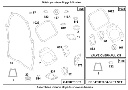 Engine Briggs & Stratton Model 303776-1188-A1 Diagram and Parts List for 30182 990001 - 999999 Toro Lawn Tractor Accessories