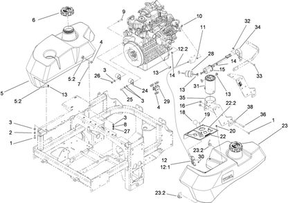 Fuel System And Throttle Control Assembly Diagram and Parts List for 74274CP (311000001-311999999)(2011) Toro Lawn Mower