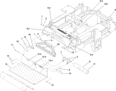 Traction Frame And Floor Pan Assembly Diagram and Parts List for 74274CP (311000001-311999999)(2011) Toro Lawn Mower