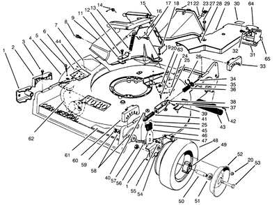 Housing Assembly Diagram and Parts List for 22043 4900001 - 4999999 Toro Lawn Mower