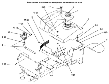 Fuel Tank And Hydro Reservoir Diagram and Parts List for 72045 6900001 - 6999999 Toro Lawn Tractor