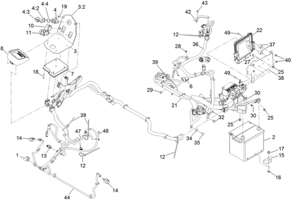 Electrical Assembly Diagram and Parts List for 72096 406343181-407109999 Toro Lawn Tractor