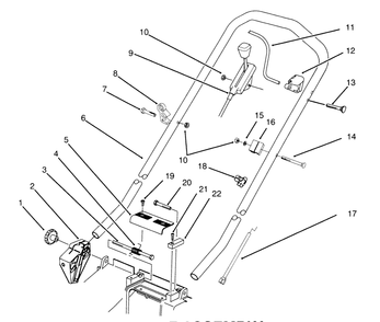 Handle Assembly Diagram and Parts List for 21000BC 5900001 - 5999999 Toro Lawn Tractor Accessories