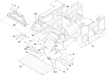 Engine Frame, Console And Floor Pan Assembly Diagram and Parts List for 74269 (290000001-290999999)(2009) Toro Lawn Mower