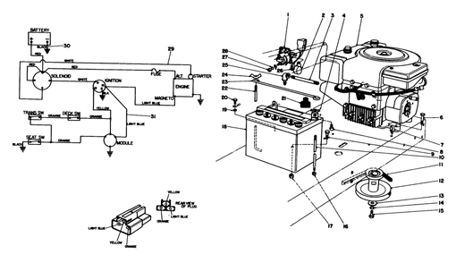 Engine Assembly Diagram and Parts List for 56145 4000001 - 4999999 Toro Lawn Tractor