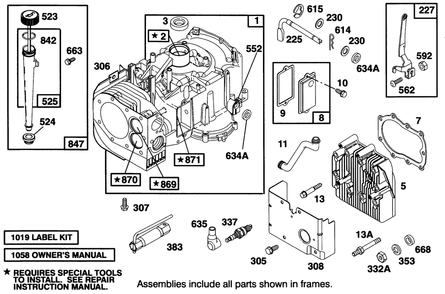 Engine Briggs & Stratton Model 28b707-0126-01 Diagram and Parts List for 70120 4900001 - 4999999 Toro Lawn Tractor