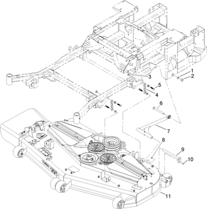 Deck Connection Assembly Diagram and Parts List for 74269 (240000001-240999999)(2004) Toro Lawn Mower