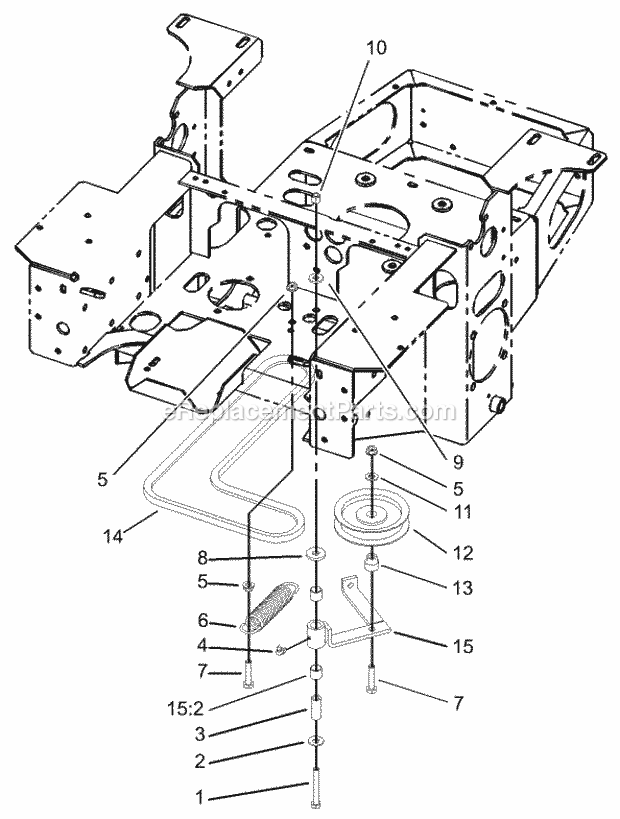 Pump, Idler And Belt Assembly Diagram and Parts List for 74179 230007001-230999999 Toro Lawn Mower