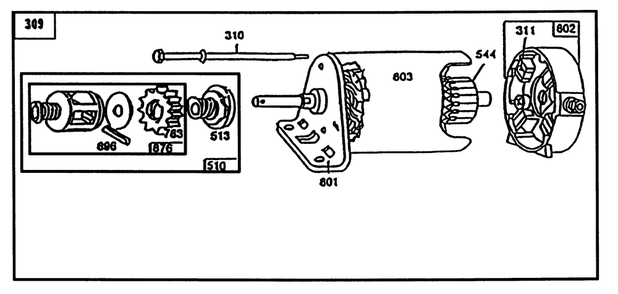 Starter Briggs & Stratton 286707-0118-01 Diagram and Parts List for R3-12B602 2000001 - 2999999 Toro Lawn Tractor