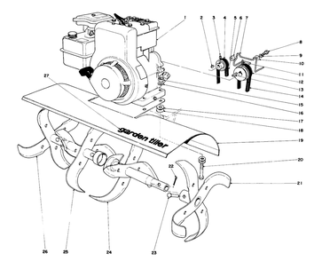 Tine And Engine Assembly (Model 58125) Diagram and Parts List for 58114 5000001 - 5999999 Toro Tiller