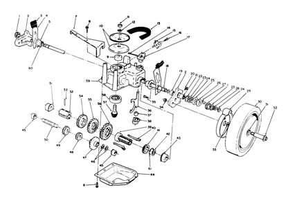 Gear Case Assembly Diagram and Parts List for 20668 1000001 - 1999999 Toro Lawn Mower