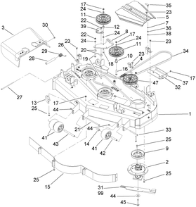 Deck Assembly Diagram and Parts List for 74418TE (270002001-270999999)(2007) Toro Lawn Mower