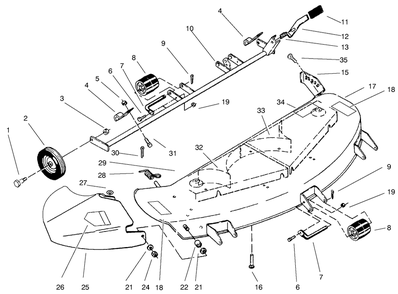 Deck Assembly Diagram and Parts List for 78365 7900001 - 7999999 Toro Lawn Tractor