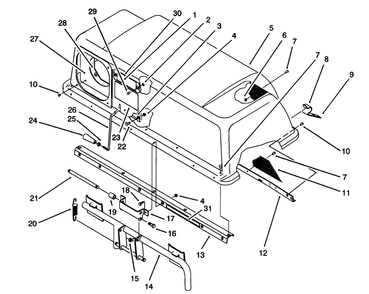 Bag Top & Frame Assembly Diagram and Parts List for 07-42VY01 2000001 - 2999999 Toro Lawn Tractor Accessories