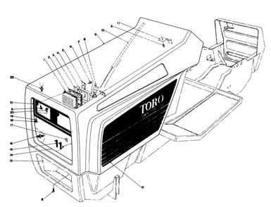 Hood Assembly Model 57360 Diagram and Parts List for 57300 4000001 - 4999999 Toro Lawn Tractor