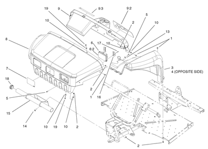 Part Location Diagram of 99-7384 Toro FENDER ASM-RH