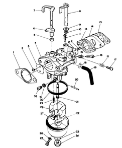 Carburetor Assembly (Model No Vmj8) Diagram and Parts List for 20622 0000001 - 0003101 Toro Lawn Mower