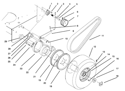 Axle, Brake And Wheel Drive And Belts Diagram and Parts List for 30181 69000001 - 69999999 Toro Lawn Tractor Accessories