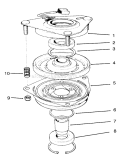 Clutch Assembly Diagram and Parts List for 30157 691408-699999 - 1996 Toro Lawn Mower